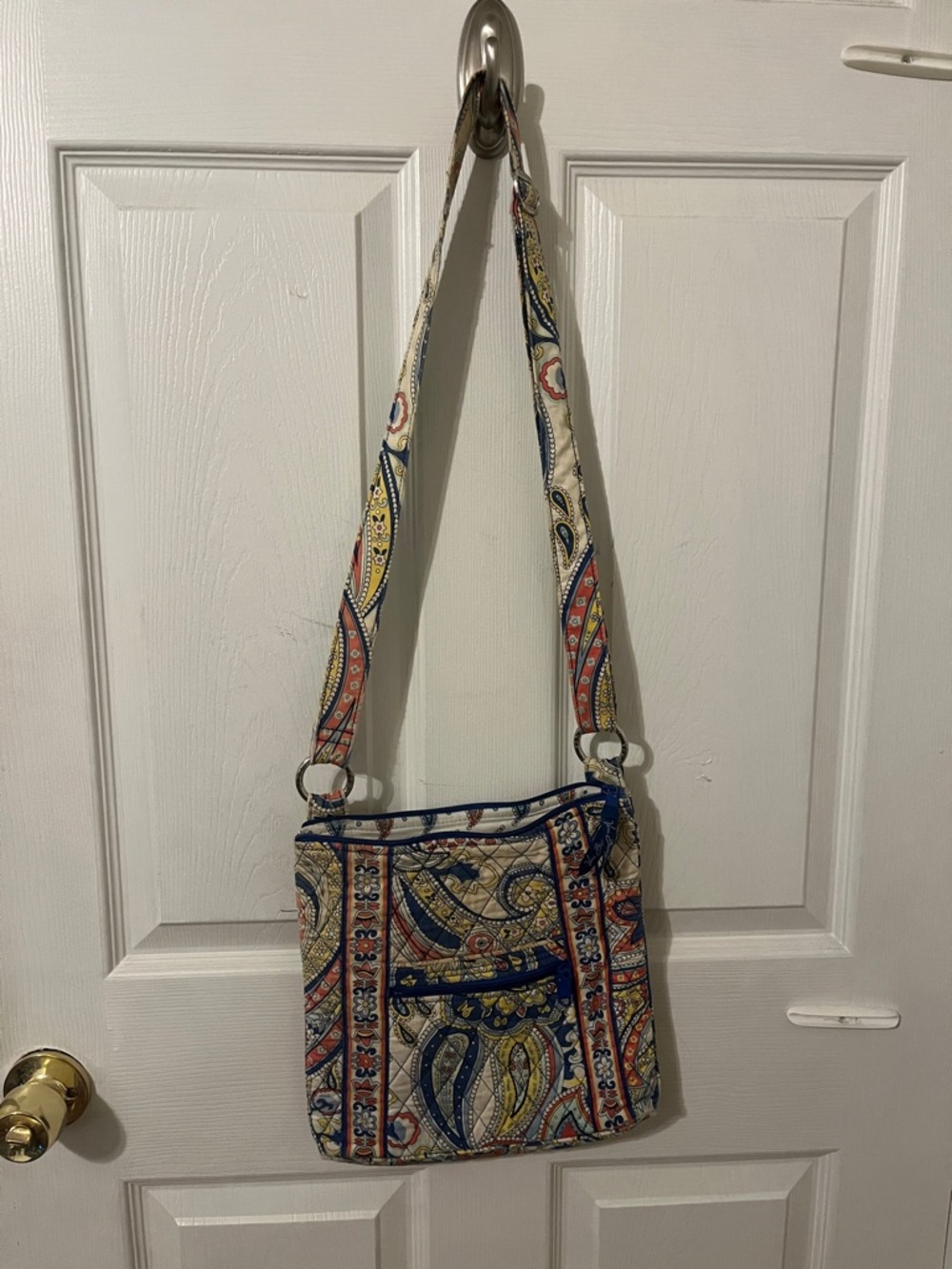 Vera Bradley Paisley Quilted Crossbody in Navy, Red, Yellow
